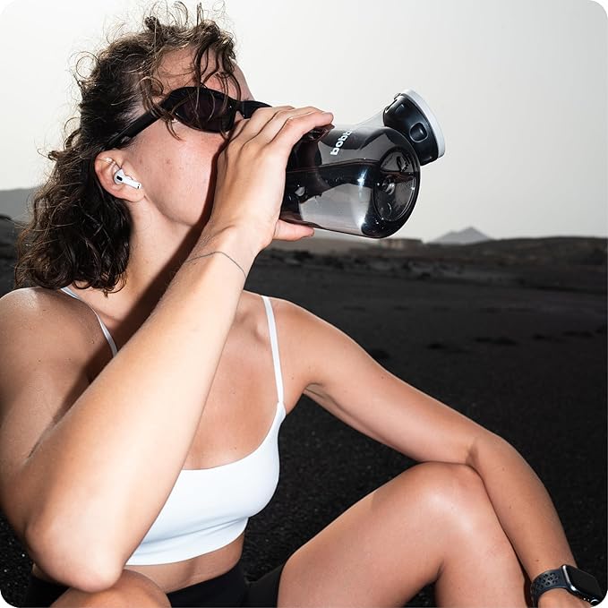 BOBBER 20 oz Tritan Water Bottle with Ice Strainer & Strap — BPA Free, Leak Proof & Dishwasher Safe Wide Mouth Hard Plastic Water Bottle — Stylish Plastic Water Bottles for Women, Men, Workout (Green)