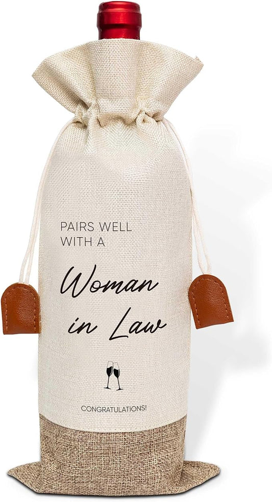 Lawyer Graduation Wine Bag, Cotton Linen Wine Gift Bag With Drawstring, Wine Champagne Bottle Gift Bag, Female Lawyer Graduation Gift Wine Bag for Woman In Law, Law Student, Friends-7