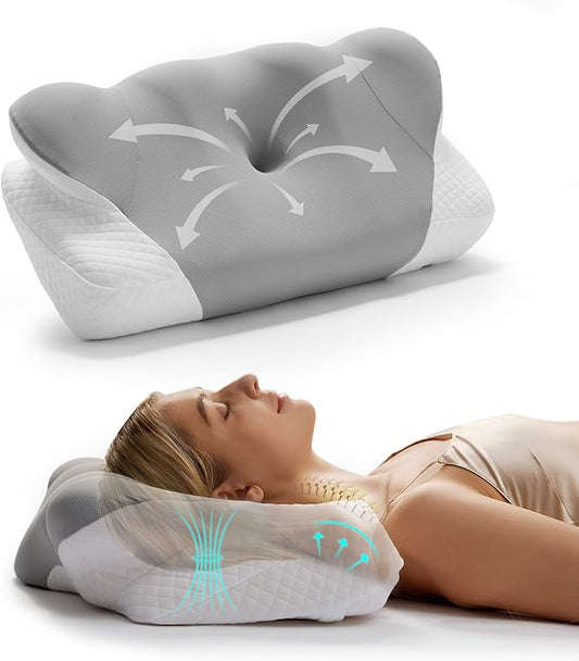 Cervical Pillow for Neck, Contour Memory Foam Pillow, Adjustable Height Double, Neck Pillow for Sleeping, Side Sleeper Pillow for Adults, Ergonomic Bed Pillow for Side, Back, Stomach Sleeper