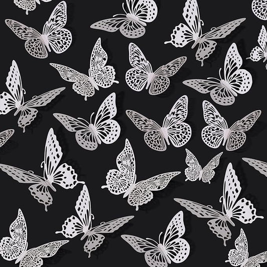 SAOROPEB 3D Butterfly Wall Decor 48 Pcs 4 Styles 3 Sizes, White Butterfly Birthday Decorations Butterfly Party Decorations Butterfly Cake Decorations-Removable Butterfly Stickers (Pearl White)