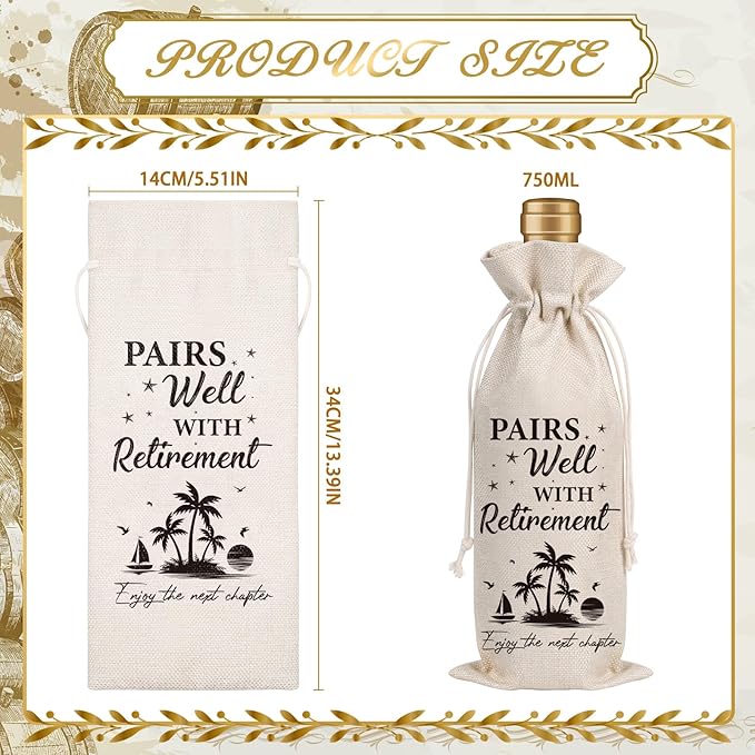 Retirement Gift Wine Bag - Retirement Gift Bags for Women Men Pairs Well With Retirement Wine Bags New Chapter Wine Gifts Bag Leaving Gifts for Retired Teacher Employees Friend Coworkers Boss