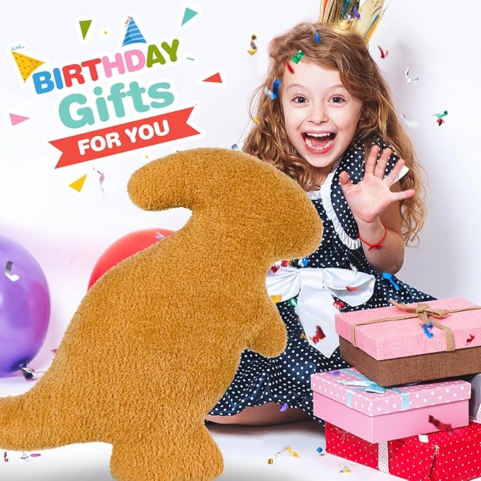 Dino Nugget Pillow, Dinosaur Chicken Nuggets Plush Funny Birthday Gifts for Teen Boys Girls, Fun Pillows are Cute Dinosaur Gifts for Kids and Adults (Large, Parasaurolophus)