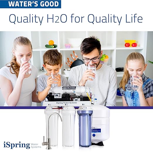 iSpring RCC7P, 75 GPD Reverse Osmosis System with Pump, 5-Stage Boosted Performance Under Sink RO Water Filtration System with Patented Top-Mounted Faucet Design for Easy Installation