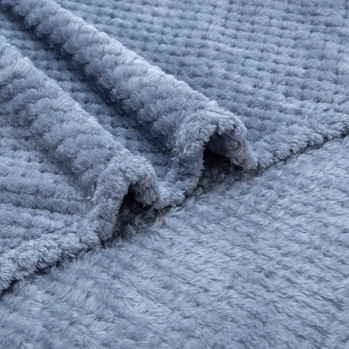 Fuzzy Throw Blanket, Plush Fleece Blankets for adults, Toddler, boys and Girls, Warm Soft Blankets and Throws for Bed, Couch, Sofa, Travel and Outdoor, Camping (Twin(60"x80"), XL1-Smoked Blue)