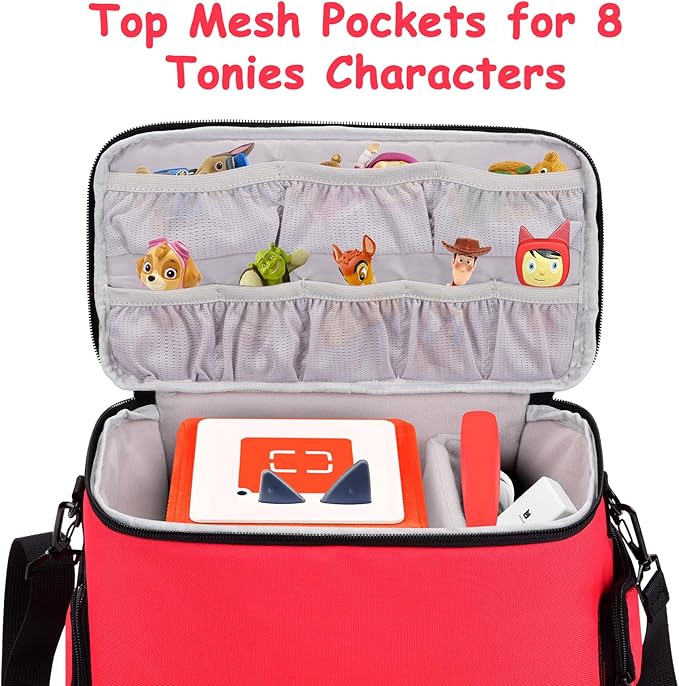 DDgro Toniebox Carrying Case - Convenient and Protective Travel Bag for Tonie box Audio Player Starter Set and Accessories (Red, Large)