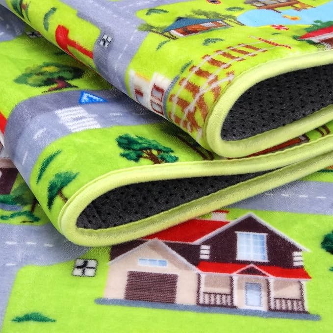 Kids Playmat City Life Carpet Playmat 3x5 Ft Town City Road Map Car Mat Play Mat Educational Learning Carpet Area Rug Soft Non Slip Area Rug Kids Girls Toddler Children Bedroom Nursery Room,Grey