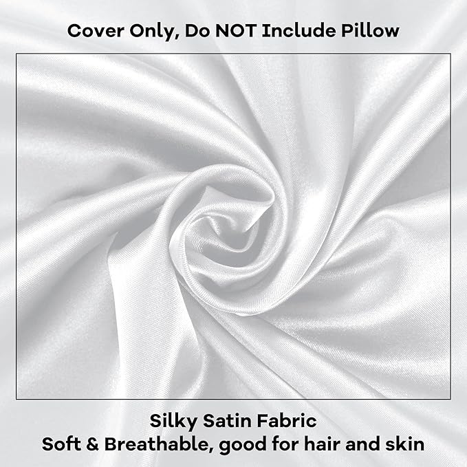 HOMBYS Satin Bed Wedge Pillow Cover Silky & Smooth Wedge Pillowcase 1 Pack 24x24x7.5, Soft & Breathable, Removable & Machine Washable-Zipper Design (Pillow Not Include),White