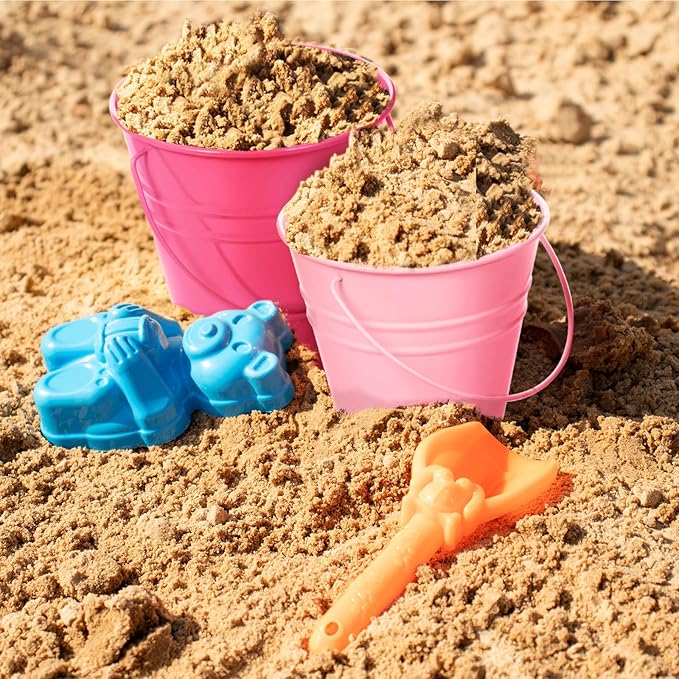 Sadnyy 12 Pack Metal Buckets with Handle, Galvanized Bucket 4.5 x 5 Inch Basket Bucket for Kids, Kids Party Supplies, Crafts for Christmas Halloween Christmas Candy Bars Vase Crafts(Pink)