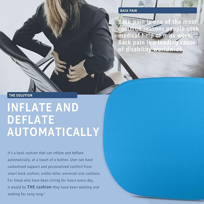 Madam Uniq BAJ Smart Back Cushion, Office Chair Back Cushion, Adjustable Lumbar Support, Personalized Comfort, Ergonomic Back Smart Back Cushion, Support for Lower Back Pain Relief