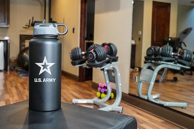 32oz Army Stainless Steel Insulated Water Bottle with Engraved US Army Logo - Army Gifts for Veterans | Disabled USMC Vet Owned SMALL Business