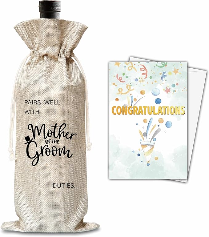 Xanev Mother Of The Groom Gifts, Wedding Wine Gift Bag, Bridal Shower Gifts For Mother Of The Groom, Groom's Mother, Mother-In-Law, Engagement Bachelorette Party Decoration Supplies Favors, B33