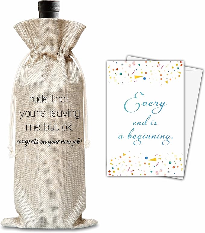 New Job Gifts For Women Man, Farewell Wine Gift Bag, New Beginnings Wine Bag, Congratulations Gifts, New Job Promotion Gift Goodbye Going Away Gifts For Colleagues Boss Friends, B44