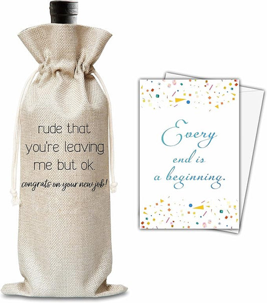 New Job Gifts For Women Man, Farewell Wine Gift Bag, New Beginnings Wine Bag, Congratulations Gifts, New Job Promotion Gift Goodbye Going Away Gifts For Colleagues Boss Friends, B44