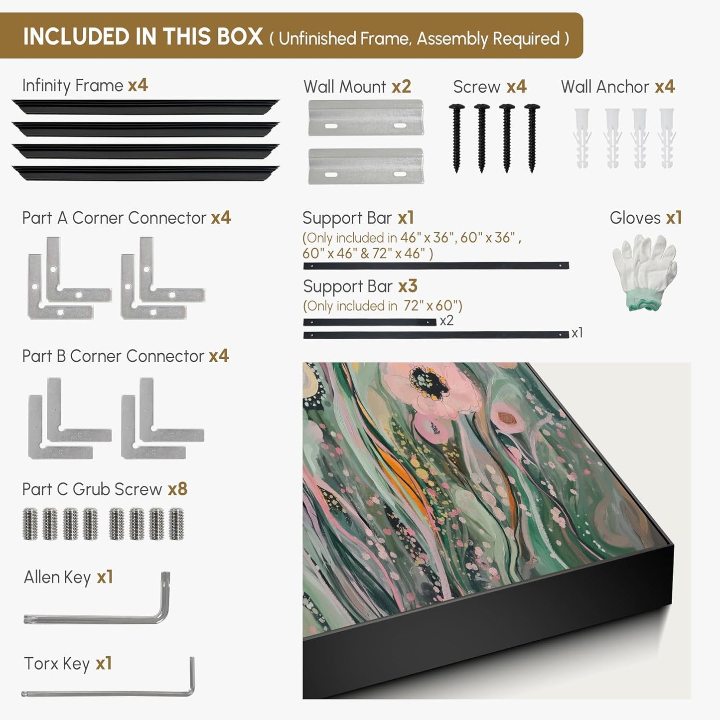 SIGNWIN 60"x72" Extra Large Framed Wall Art Whimsical Garden Bloom, Colorful Abstract Floral for Home Living Room Bedroom Decor (Frame Assembly Required)