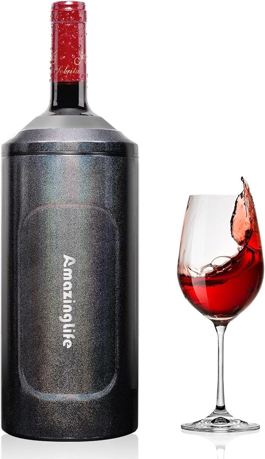 Wine Chiller Bucket, Portable 750ml Champagne & Wine Bottle Cooler, Stainless Steel Vacuum Insulated, Keeps Wine & Beverages Cold, Perfect Gift for Wine Lovers