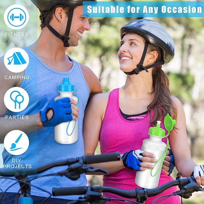 72 Pcs Sports Water Bottles Bulk 20 oz Plastic Water Bottles Reusable Squeeze Water Bottles Team Bottles with Pull Top Cap for Adults Kids Outdoor Cycling Fitness