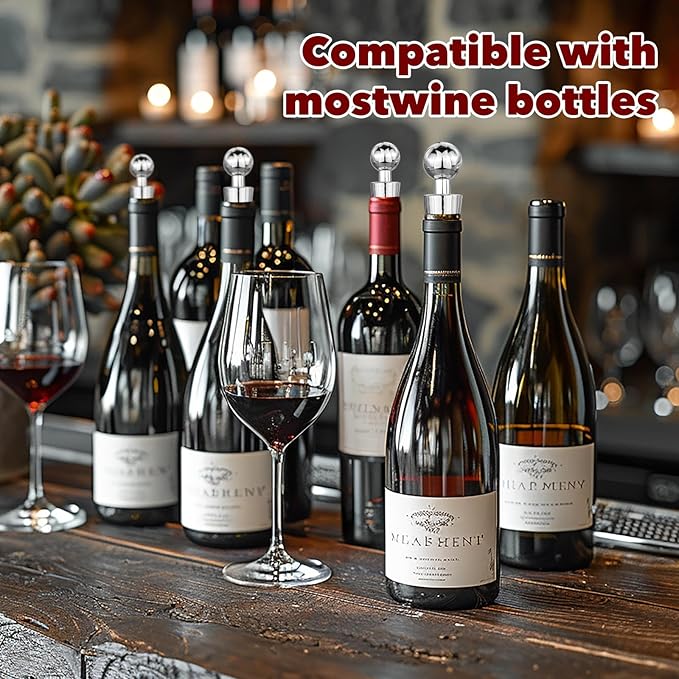 Wine Stoppers for Wine Bottles,4-Pack Silicone Wine Stopper,Reusable Wine Bottle Stopper For Beverage,Applicable to Gifts,Bar,Camping,Party,Wedding etc (4)