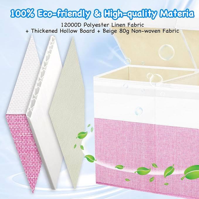 Large Toy Box Chest,Toy Storage Organizer,Storage Bins with Lids,Stuffed Animal Storage,Toy Bins for Kids,Toddlers,Baby,Girls,Nursery,Living Room,playroom(Pink)