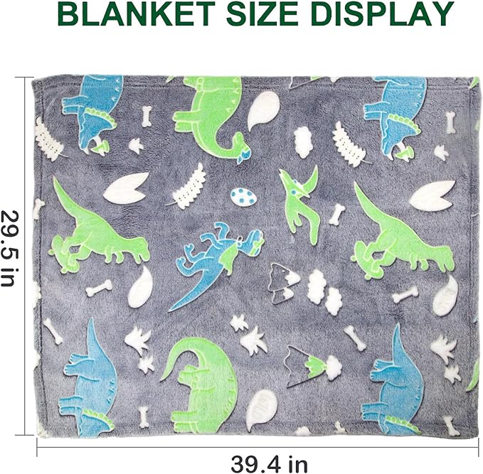 Kids Blanket Sofa Blanket for Kids Glow in The Dark Kids Blanket Mini Dinosaur Blanket for Kids Toddlers