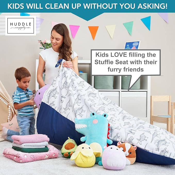 Huddle Designer Stuffed Animal Bean Bag Storage Washable XL Cover -The Original Bean Bag for Stuffed Animals Storage Premium Stuffed Animal Storage Bean Bag for Kids | Strong Zipper, Thick Canvas