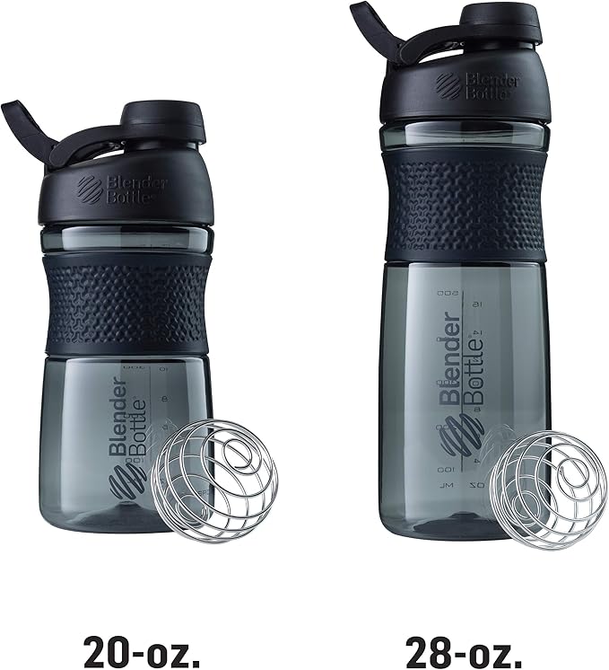 BlenderBottle SportMixer Shaker Bottle Perfect for Protein Shakes and Pre Workout, 28-Ounce, Black