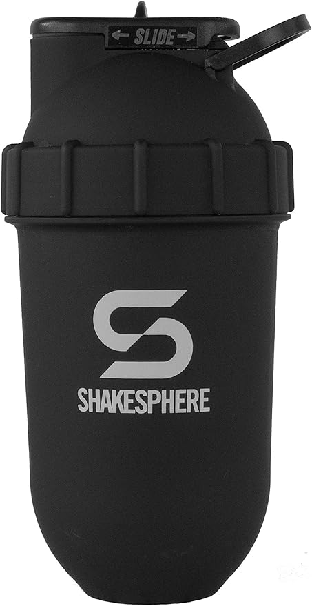 SHAKESPHERE Tumbler: Protein Shaker Bottle and Smoothie Cup, 24 oz - Bladeless Blender Cup Purees Raw Fruit with No Blending Ball - Drink Powder Mix Shake Mixer for Pre Workout, Gym (Matte White)