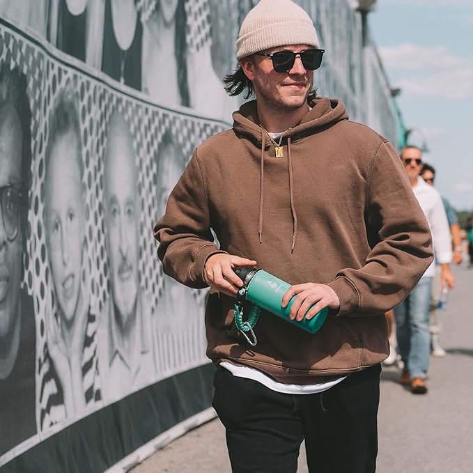 Farsea Insulated Water Bottle With Paracord Handle, Protective Boot and 2 Lids (Straw Lid & Spout Lid), Stainless Steel Water Bottle Wide Mouth, Double Wall Sweat-Proof BPA-Free, 18 oz