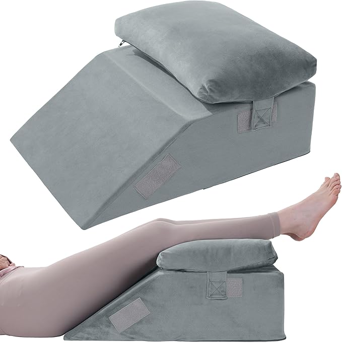 HOMBYS Leg Elevating Adjustable Pillow,High Density Foam Leg Elevation Pillows for After Surgery,Wedge Pillow for Knee or Leg Pain Relief,Leg Support Pillow to Elevate Feet (17"x24"x9")