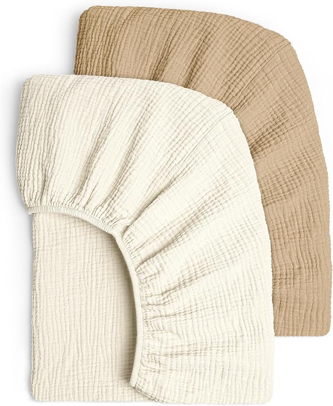 Lulu moon Muslin Crib Sheets - Fitted Crib Mattress Sheets for Boys and Girl - 28"x 52", 2 Pack