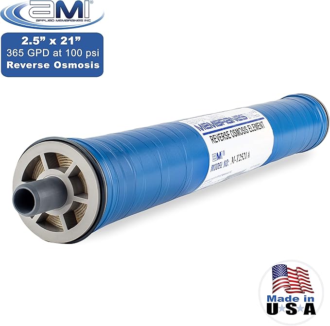 2.5" x 21" Extra-Low Energy Reverse Osmosis Membrane Element for Tap Water | 365 GPD at 100 psi XLE | 99% Rejection | Replacement Commercial RO Membrane | Applied Membranes USA M-T2521AXLE