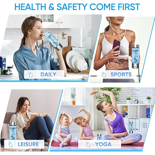 Hydrogen Water Bottle, Portable Hydrogen Water Bottle Generator, Ion Water Bottle Improve Water Quality in 3 Minutes, Water Ionizer Machine Suitable for Home, Office, Travel and Daily Drinking(Black)