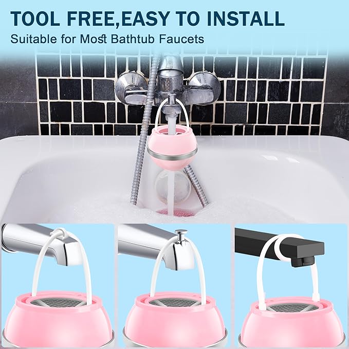 Bath Ball Filter，Bathtub Water Filter For Tub Faucet, Removes Contaminants For Softer, Smoother Skin, BPA Free (Rose Pink)