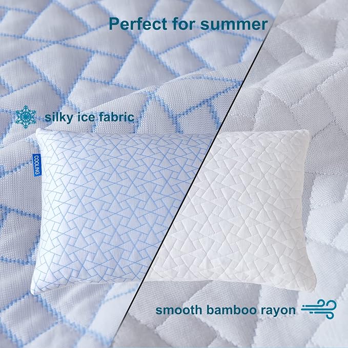 Cooling Pillow for hot Sleepers - Queen Pillow for Side and Back Sleeper - Adjustable Bed Pillows - Shredded Memory Foam Cooling Gel Pillow with Extra Fill
