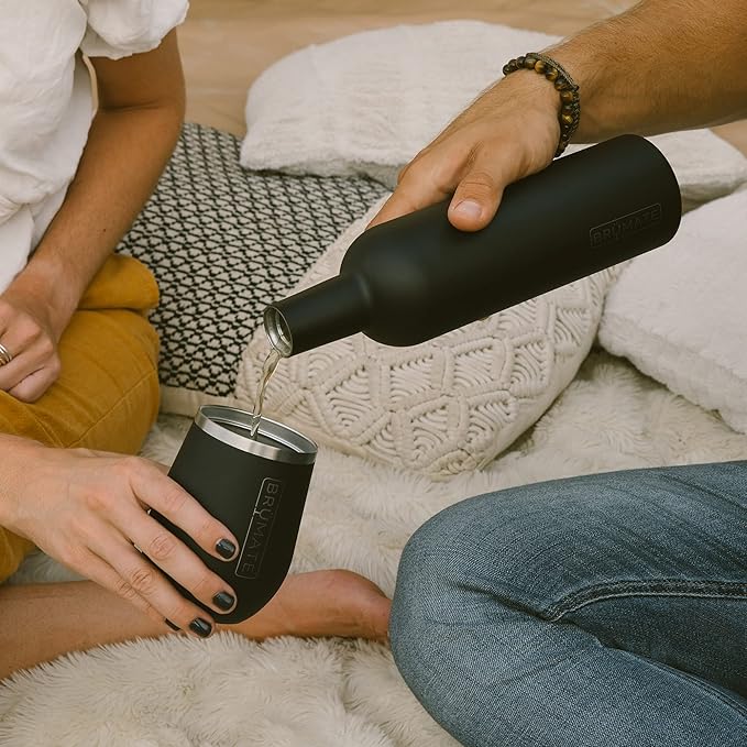 BrüMate Winesulator 25 Oz Triple-Walled Insulated Wine Canteen Made Of Stainless Steel, 24-hour Temperature Retention, Shatterproof, Comes With Matching Silicone Funnel (Navy Blue)