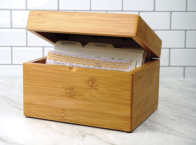 RSVP International Bamboo Collection Reusable and Biodegradable, Recipe Box, 7x5.6x4.5
