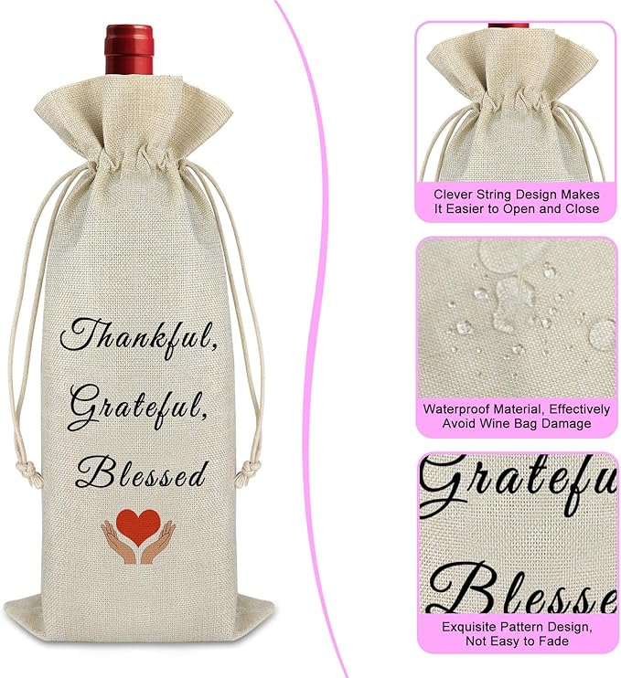 Graduation Appreciation Gift for Teacher Coach Wine Bag Graduation Farewell Gift for Best Friends Graduation Party Decors Wine Gift Bag Leaving Gift Retirement Gift for Grandma Burlap Wine Wrap Bag