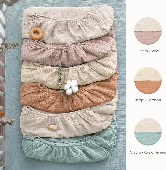 Lulu moon Muslin Crib Sheets - Fitted Crib Mattress Sheets for Boys and Girl - 28"x 52", 2 Pack