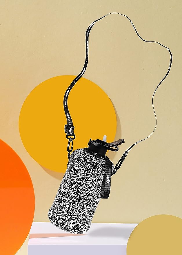 H2O Capsule 2.2L Half Gallon Water Bottle with Storage Sleeve and Covered Straw Lid – BPA Free Large Reusable Drink Container with Handle - Big Sports Jug, 2.2 Liter (74 Ounce)