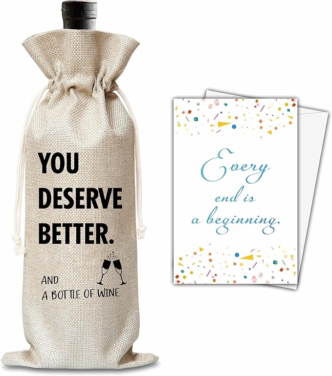 Xanev Divorce Gifts For Woman Man, Divorce Wine Gift Bag, You Deserve Better Wine Bag, Breakup Divorced Farewell Gift For Friend Sister Family, New Beginning Gift, Party Decorations Supplies, B46