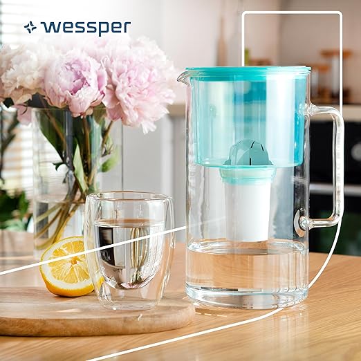 D2 Borosilicate Mint Glass Water Filter Pitcher Crystal Clear Hydration 8-Cup Capacity | 2in1 Water Purifier Pitcher and Stylish Water Carafe | Efficient Filtration for Pure, Refreshing Water