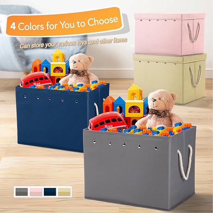 Toy Storage Box + Play Mat for Kids Toy Chest Organizer Kids Toy Storage Organizer Foldable Big Storage Bins with Lids Large Toy Box for Boys Girls Toy Holders for Kids Rooms Nursery (Pink)