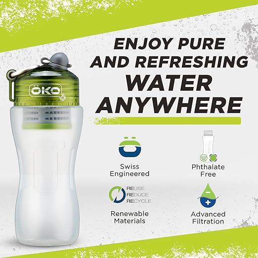 OKO NASA Electro-Absorption Filtration Technology Water Purification Unit, 500ML, Moss