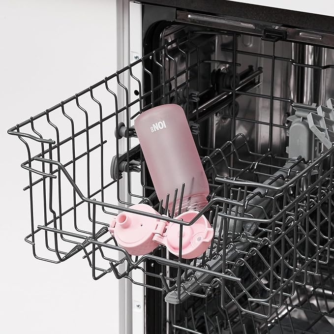 Ion8 Small Water Bottle, 350 ml/12 oz, Leak Proof, Easy to Open, Secure Lock, Dishwasher Safe, BPA Free, Carry Handle, Hygienic Flip Cover, Easy Clean, Odor Free, Carbon Neutral, Rose Quartz Pink