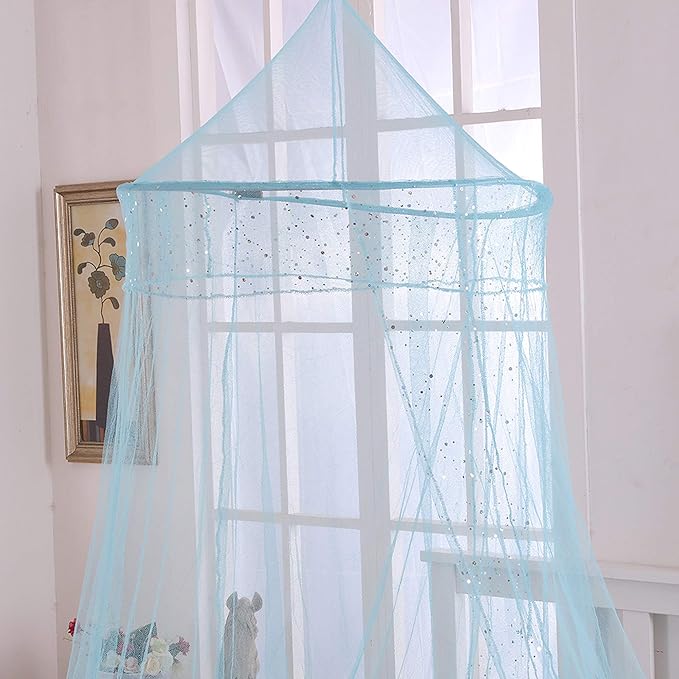 Cotton Loft Galaxy Kids Collapsible Hoop Sheer Bed Canopy, One Size, Blue