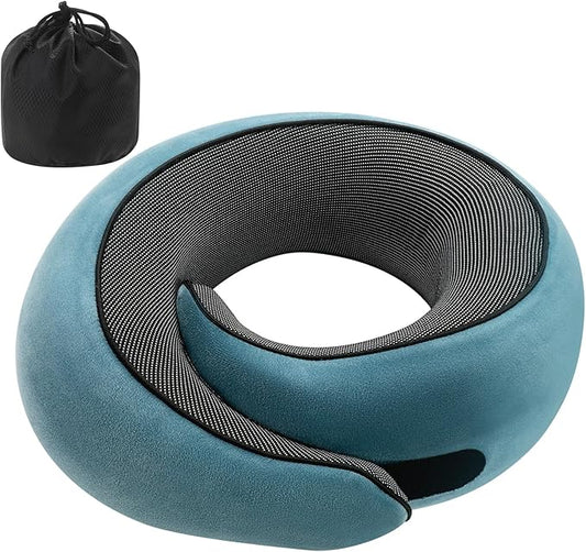 Travel Pillow, Neck Travel Pillow, Memory Foam Neck Travel Pillow, for Airplane Sleeping Neck Support,A Versatile and Exquisite Neck Pillow(Peacock Blue)