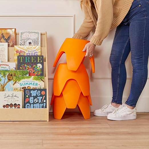 ECR4Kids Ayana Stool Set, Flexible Seating, Orange, 4-Pack