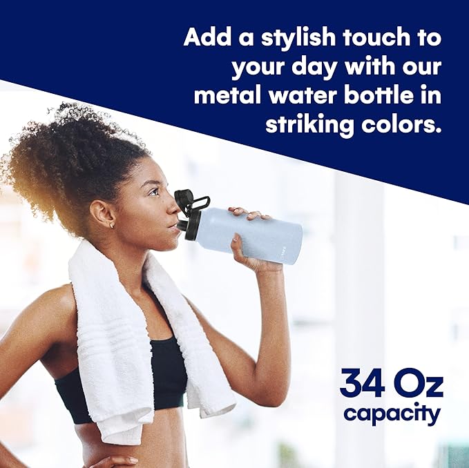 HYDRATE Insulated Stainless Steel Water Bottle - Large Reusable Flask with Leak-Proof Design and Convenient Handle - Double Vacuum Insulation for School, Work, or Adventure