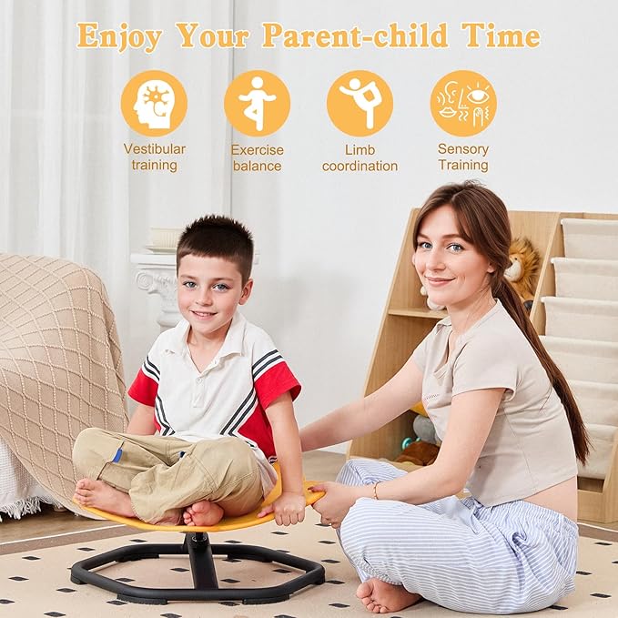 Spinning Chair for Autistic Kids Sit and Spin Chair for Kids Swivel Sensory Chair Elephant Spinning Seat Autism Sensory Chair Items for Sensory Room Training Balance Body Coordination