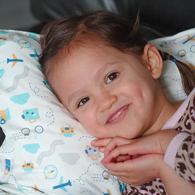 ALVABABY Toddler Pillowcases Fits 13 x 18,12x 16 Kids Pillow 2 Pack Stretchy Soft Baby Pillow Cover Envelope Kids Pillowcases for Boys Girls Dino+Traffic 2TPE01