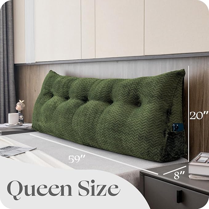 Large Bolster Triangular Headboard Wedge Backrest Positioning Support Bed Rest Reading Pillows Headboard Wedge Pillows for Day Bed Bunk Bed with Removable Cover